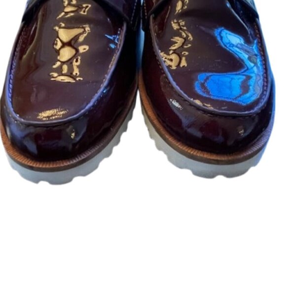 Karl Lagerfeld Patent Leather Oxford Lug Sole Loafers Burgundy 6.5M - Picture 6 of 8